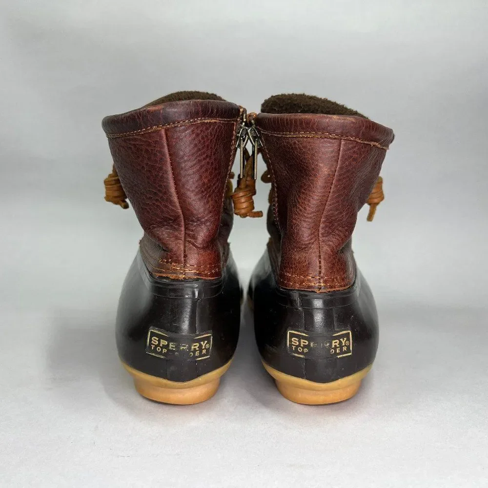 Sperry Women's Size 7.5 Saltwater Brown Leather Duck Boots‎